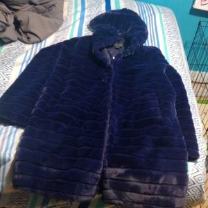 Rachel Zoe faux fur blue coat